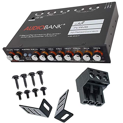 Audiobank EQ7 1/2 Din 7 Band Car Audio Equalizer EQ w/Front, Rear/Frequency Adjustable /3 RCA Input for Portable Devices + Subwoofer Output Built-in 43-120Hz, 60-200Hz Audiobank EQ7 1/2 Din 7 Band Car Audio Equalizer EQ w/Front, Rear/Frequency Adjustable /3 RCA Input for Portable Devices + Subwoofer Output Built-in 43-120Hz, 60-200Hz